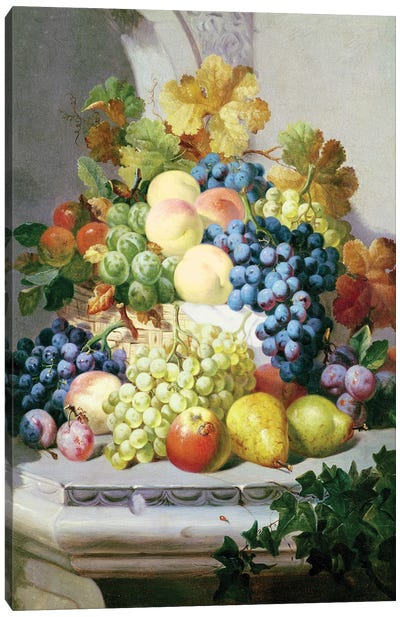Still Life With Grapes And Pears Canvas Art Print - Grape Art