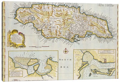 A New & Accurate Map Of The Island Of Jamaica. Divided Into Its Principal Parishes, c.1760 Canvas Art Print