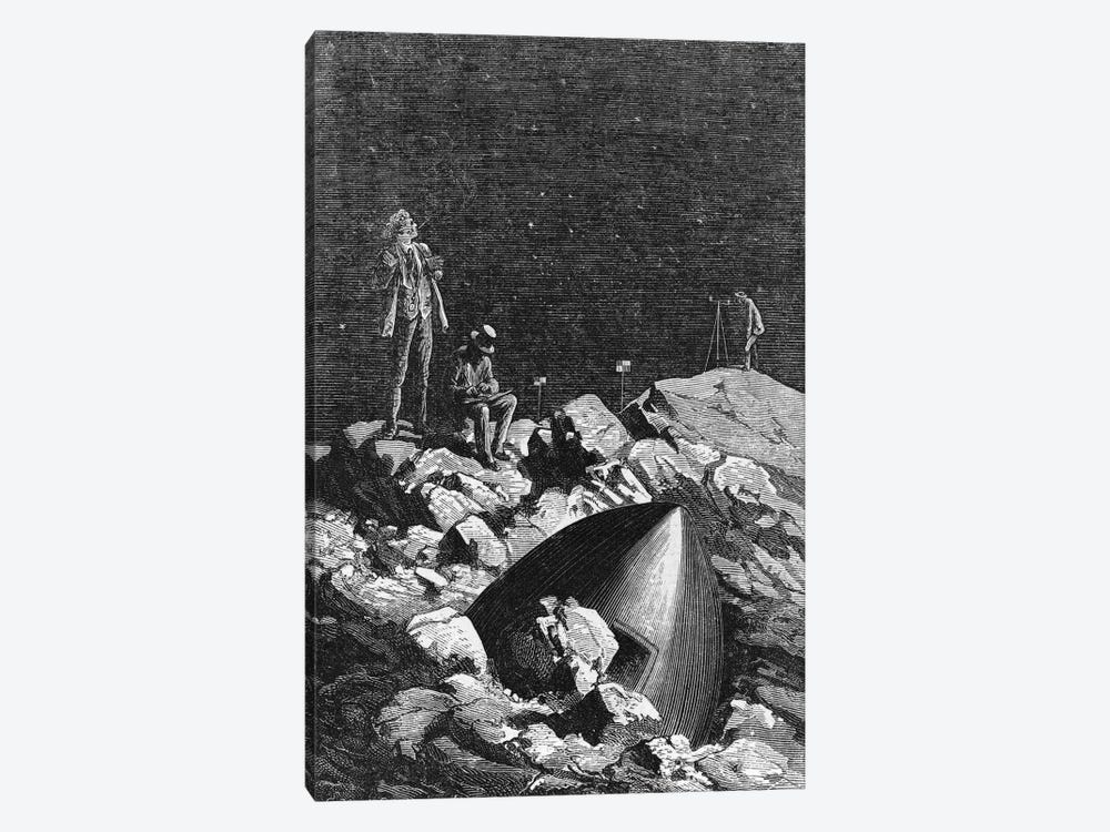 I Think I See Them (Illustration From Jules Verne's From The Earth To The Moon) by Emile Antoine Bayard 1-piece Canvas Wall Art