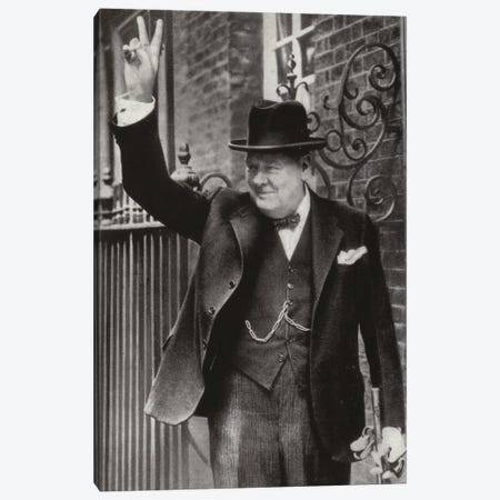 The Prime Minister Giving The Victory Sign Canvas Print #BMN11267} by English Photographer Canvas Art Print
