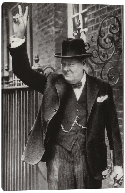 The Prime Minister Giving The Victory Sign Canvas Art Print