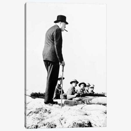 Winston Churchill Visiting Coastal Defences Near Dover In 1940 Canvas Print #BMN11270} by English Photographer Art Print