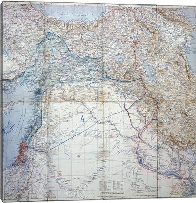 Map Of 1910 Showing The Proposed Dismemberment Of The Ottoman Empire Via The Sykes-Picot Agreement Of 1916 Canvas Art Print - English School
