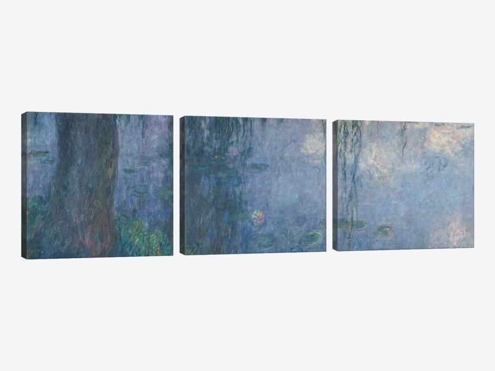 Waterlilies: Morning with Weeping Willows, detail of the left section, 1914-18   by Claude Monet 3-piece Canvas Art Print
