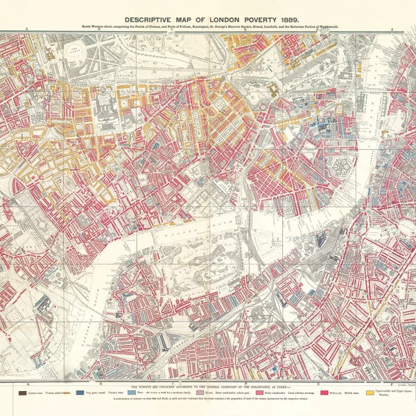 English School: Southwestern Sheet, Descriptive Map Of London Poverty, 1889 by English School