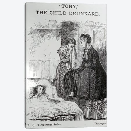 Tony, The Child Drunkard (Temperance Movemement Propaganda Poster), c.1860 Canvas Print #BMN11282} by English School Canvas Art