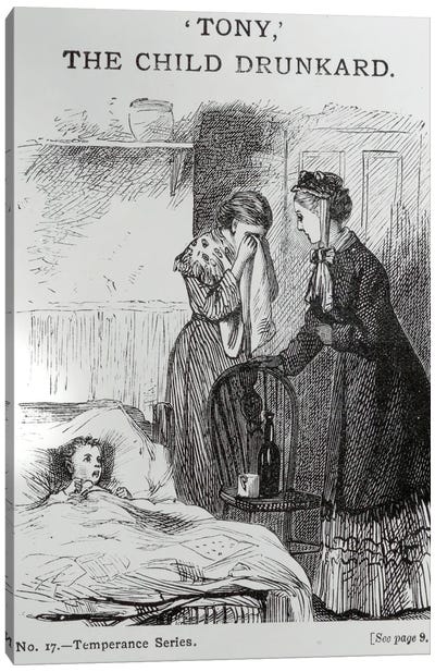 Tony, The Child Drunkard (Temperance Movemement Propaganda Poster), c.1860 Canvas Art Print - English School