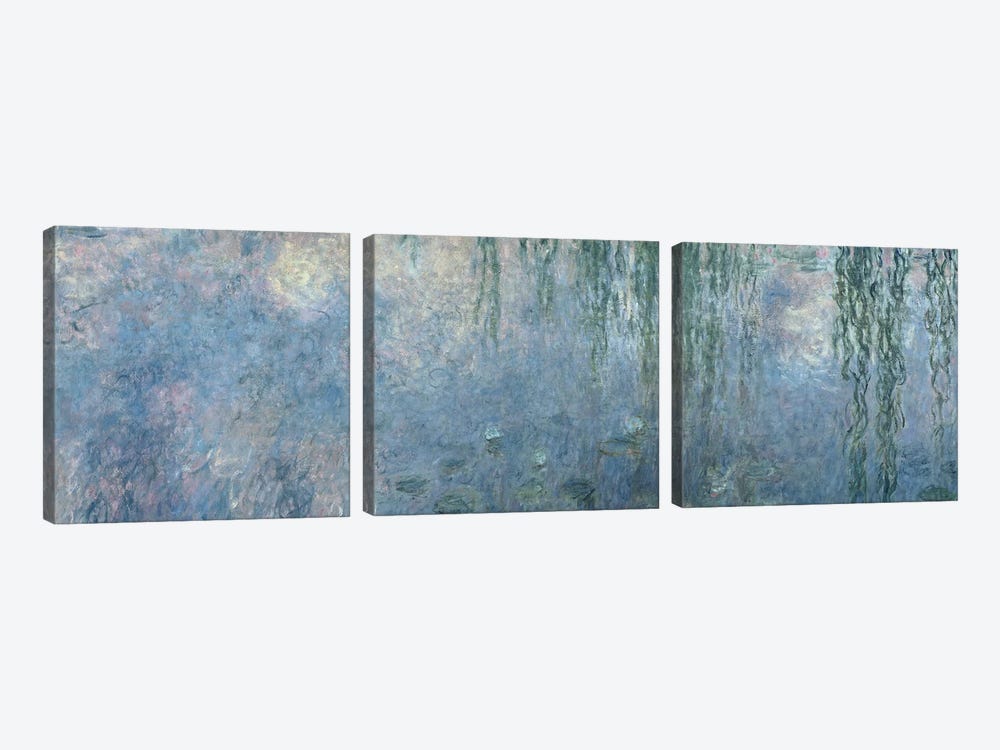 Waterlilies: Morning with Weeping Willows, detail of central section, 1914-18   3-piece Canvas Art