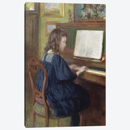 Playing The Piano Canvas Print #BMN11299} by Ernest Higgins Rigg Canvas Print