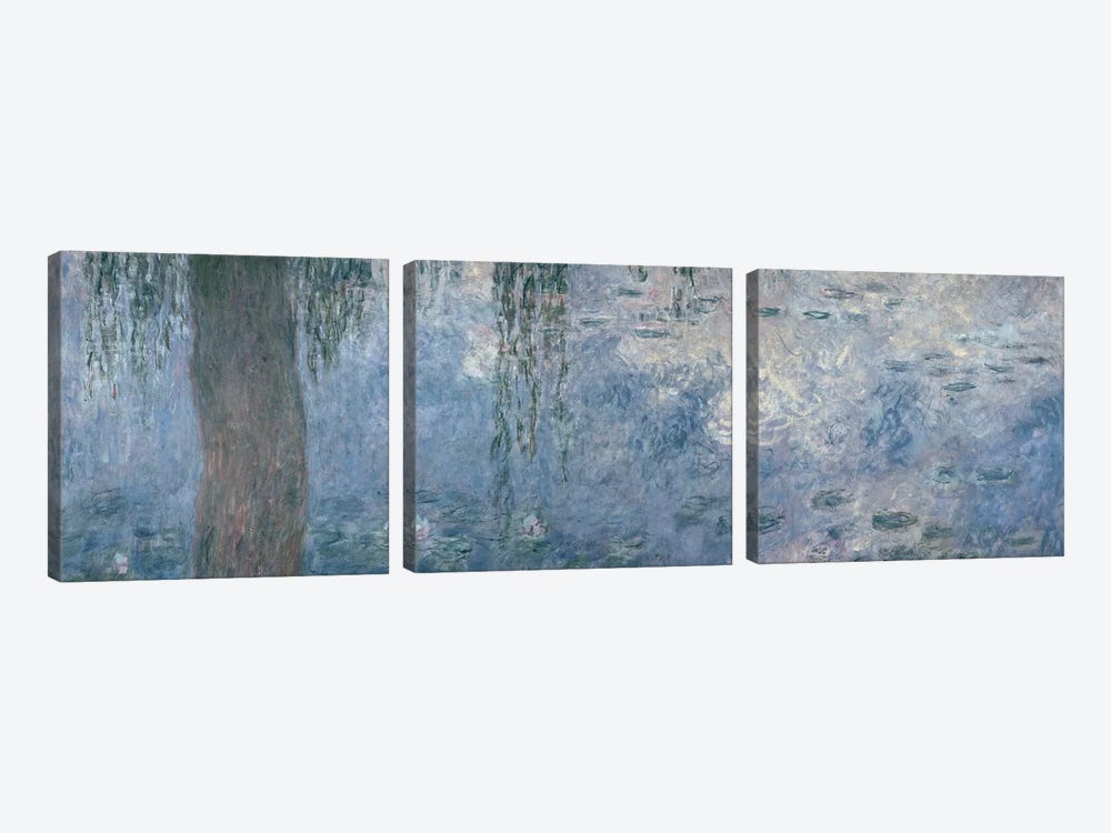 Waterlilies: Morning with Weeping Willows, 1914-18  by Claude Monet 3-piece Canvas Art Print