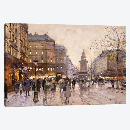 An Autumn Evening In Paris Canvas Print #BMN11309} by Eugene Galien-Laloue Canvas Art Print