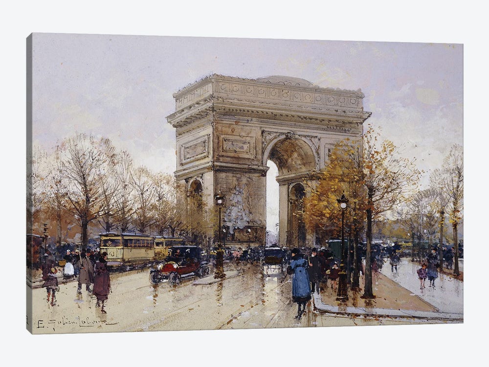 L' Arc de Triomphe, Paris by Eugene Galien-Laloue 1-piece Canvas Artwork