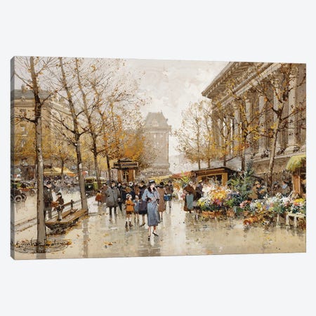 Paris Street In Autumn Canvas Print #BMN11317} by Eugene Galien-Laloue Canvas Print