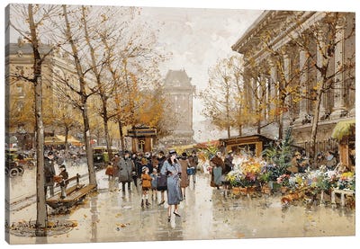 Paris Street In Autumn Canvas Art Print