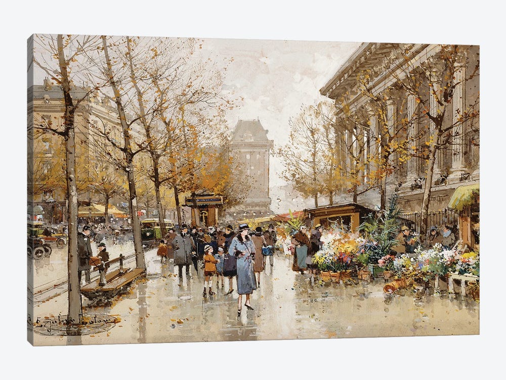 Paris Street In Autumn by Eugene Galien-Laloue 1-piece Canvas Wall Art
