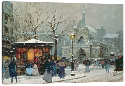 Snow Scene In Paris Canvas Art Print - Snowscape Art