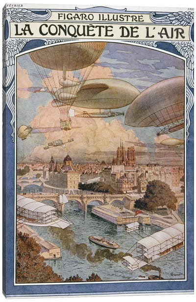 The Conquest Of Air, Cover Illustratio, Figaro Illustre, February 1909 Canvas Art Print