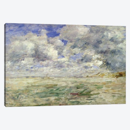 Stormy Sky Above The Beach At Trouville, c.1894-97 Canvas Print #BMN11330} by Eugene Louis Boudin Canvas Wall Art