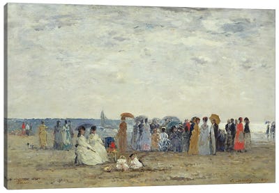 Swimmers On Trouville Beach, 1869 Canvas Art Print