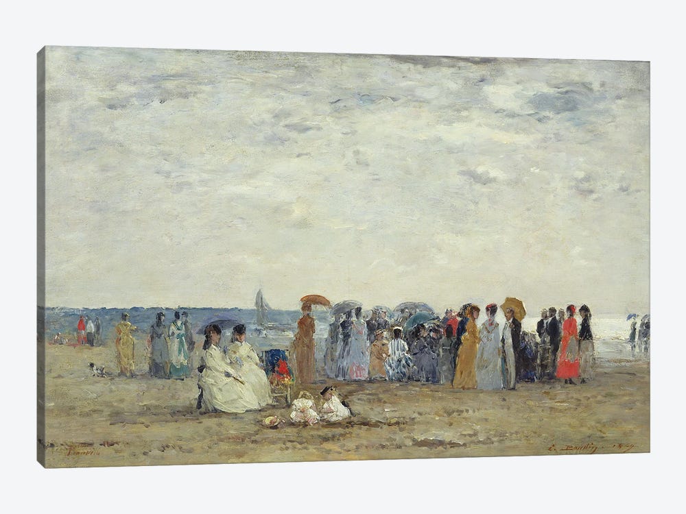 Swimmers On Trouville Beach, 1869 by Eugene Louis Boudin 1-piece Canvas Wall Art
