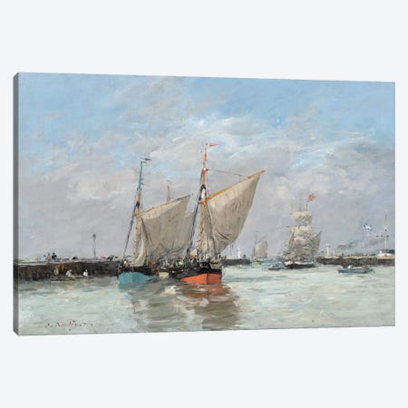 Trouville, The Jetties, High Tide, 1876 Canvas Print #BMN11335} by Eugene Louis Boudin Art Print