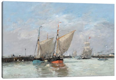 Trouville, The Jetties, High Tide, 1876 Canvas Art Print