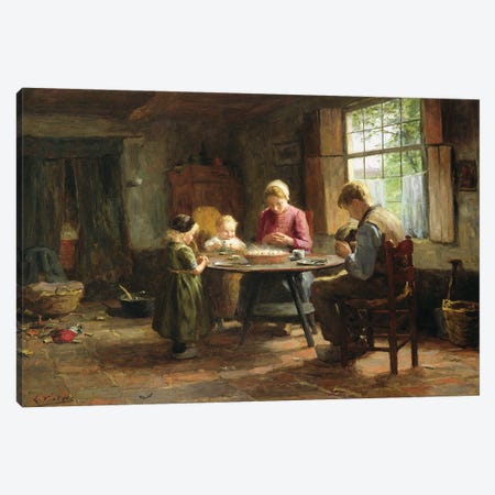 A Dutch Interior - Grace Before The Meal Canvas Print #BMN11339} by Evert Pieters Canvas Wall Art