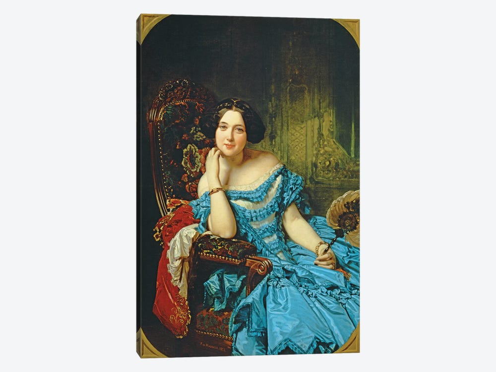 Portrait Of Amalia de Llano y Dotres, Countess Of Vilches, 1853 by Federico de Madrazo y Kuntz 1-piece Canvas Print