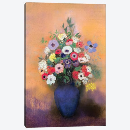 Anemones and lilac in a Blue Vase, after 1912  Canvas Print #BMN1134} by Odilon Redon Art Print