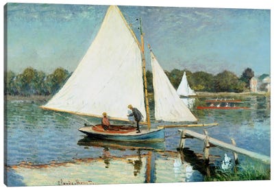 Sailing at Argenteuil, c.1874  Canvas Art Print - All Things Monet