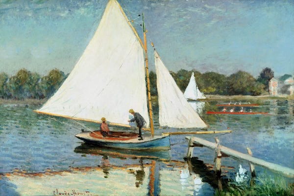 Sailboats: Sailing at Argenteuil, c.1874  by Claude Monet