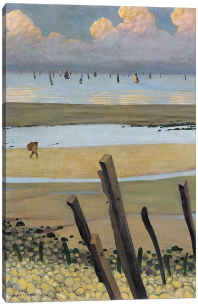 Low Tide At Villerville, 1922 Canvas Art Print - Felix Vallotton