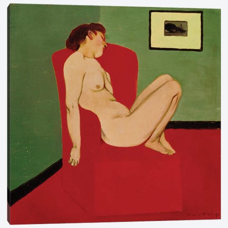 Seated Female Nude, 1897 Canvas Print #BMN11362} by Felix Edouard Vallotton Art Print