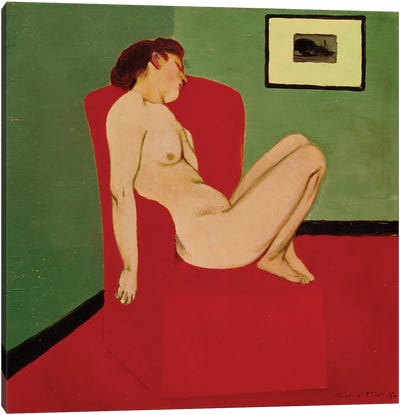 Seated Female Nude, 1897 Canvas Art Print - Felix Vallotton