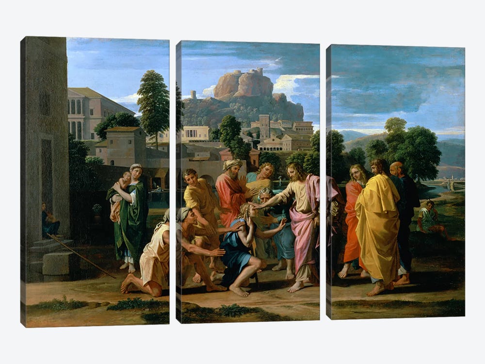 The Blind of Jericho, or Christ Healing the Blind, 1650  by Nicolas Poussin 3-piece Canvas Art Print