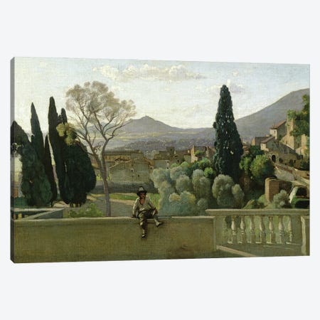 The Gardens of the Villa d'Este, Tivoli, 1843  Canvas Print #BMN1137} by Jean-Baptiste-Camille Corot Art Print