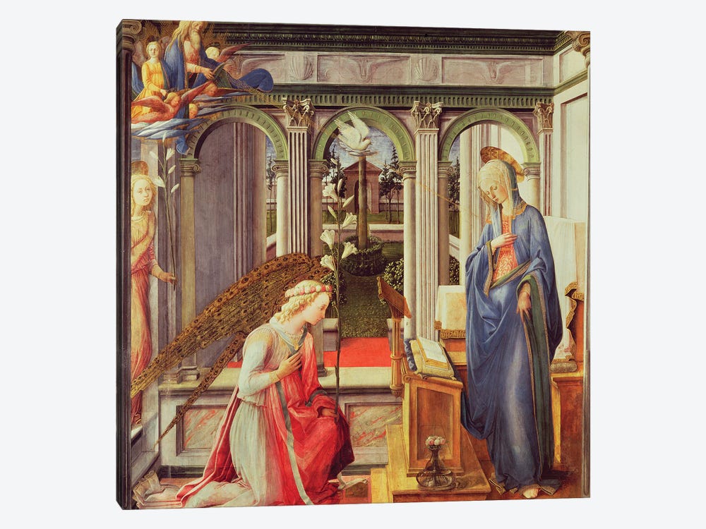 Annunciation To Mary (Alte Pinakothek), c.1443-45 by Fra Filippo Lippi 1-piece Canvas Print