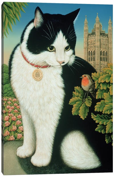 Humphrey, The Downing Street Cat, 1995 Canvas Art Print - Tuxedo Cat Art