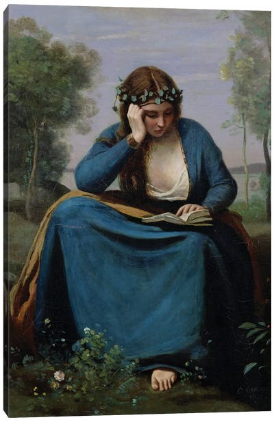 The Reader Crowned with Flowers, or Virgil's Muse, 1845  Canvas Art Print