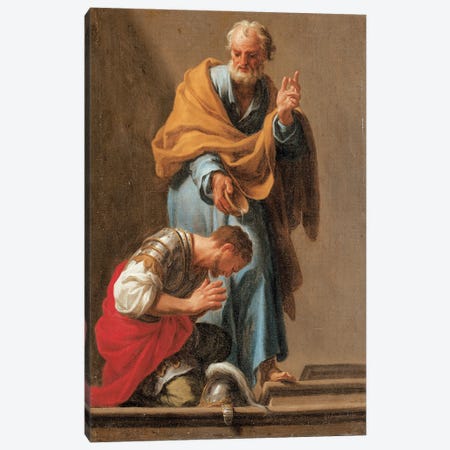 St. Peter Baptising The Centurion Cornelius Canvas Print #BMN11396} by Francesco Trevisani Canvas Art Print