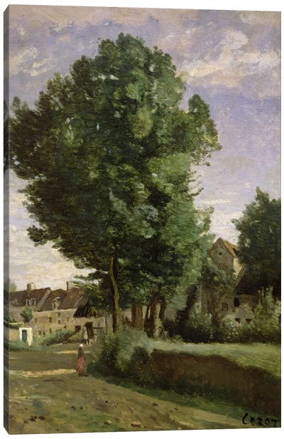 Outskirts of a village near Beauvais, c.1850  Canvas Art Print - Realism Art