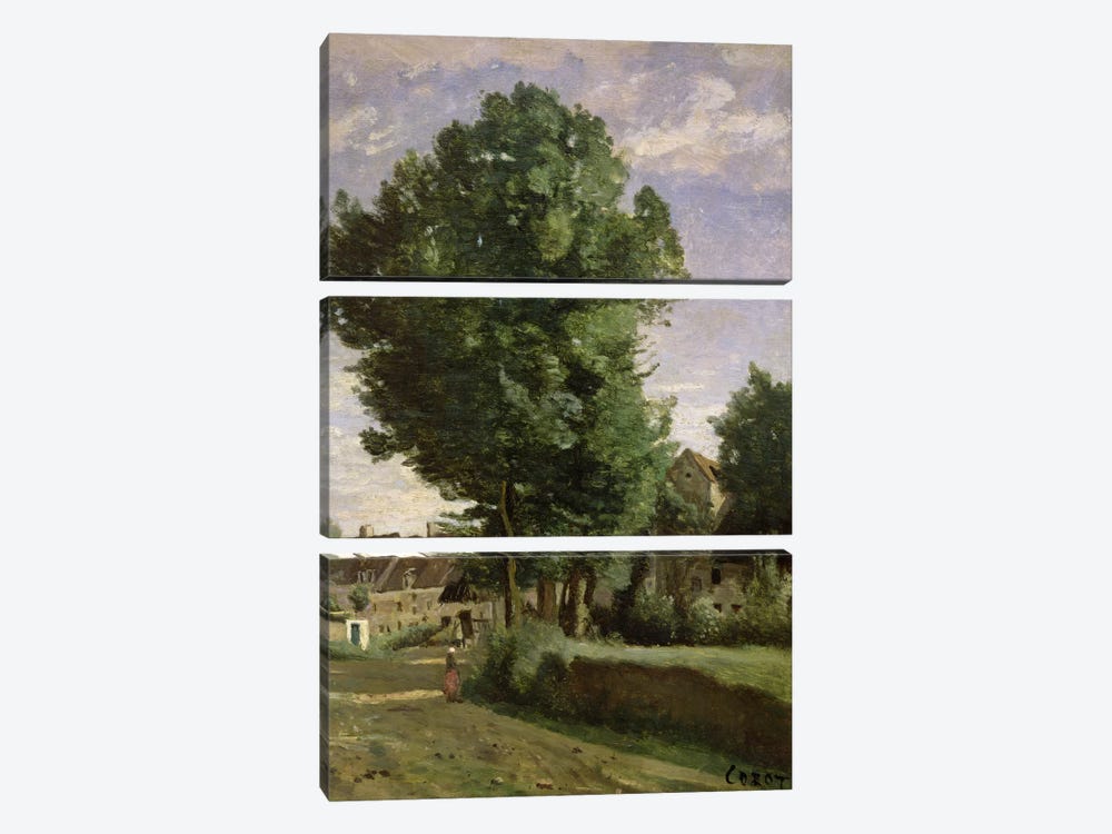 Outskirts of a village near Beauvais, c.1850  by Jean-Baptiste-Camille Corot 3-piece Canvas Art