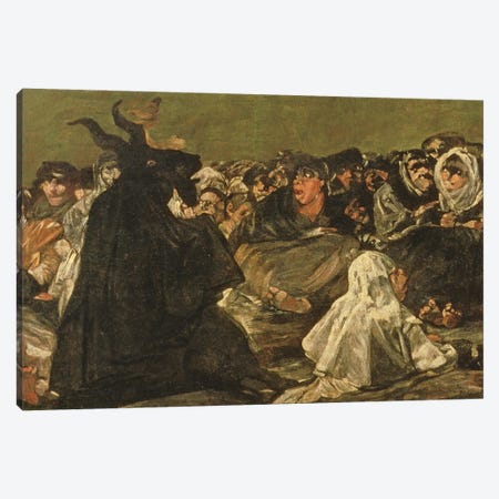Deatil Of Satan, The Witches' Sabbath (The Great He-Goat), c.1821-23 Canvas Print #BMN11416} by Francisco Goya Canvas Artwork
