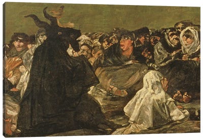 Deatil Of Satan, The Witches' Sabbath (The Great He-Goat), c.1821-23 Canvas Art Print - Francisco Goya