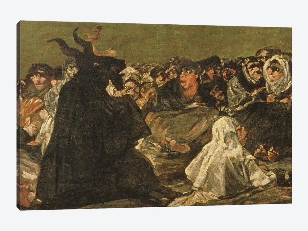 Deatil Of Satan, The Witches' Sabbath (The Great He-Goat), c.1821-23 by Francisco Goya 1-piece Canvas Wall Art