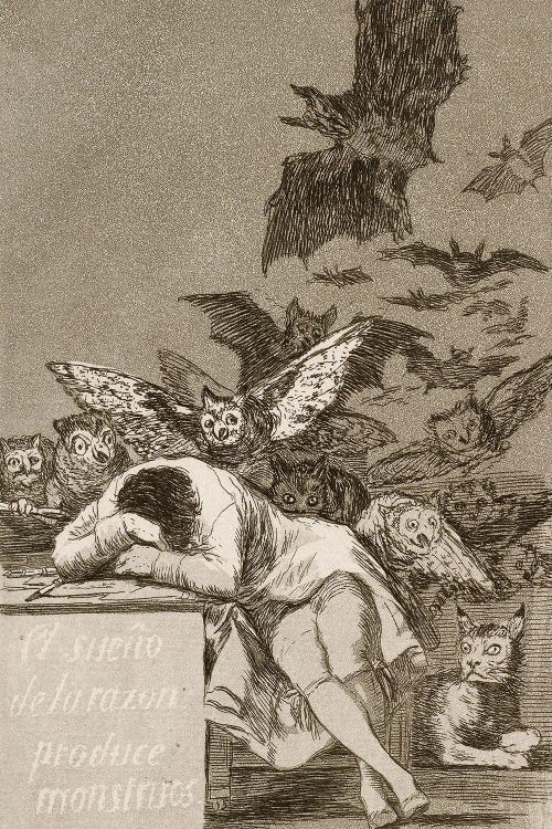 The Sleep Of Reason Produces Monsters (Illustration From Los Caprichos), 1799 by Francisco Goya wall art