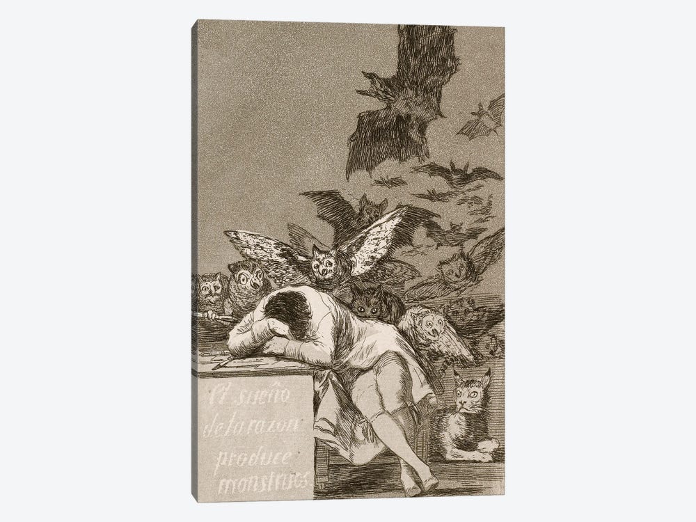 The Sleep Of Reason Produces Monsters (Illustration From Los Caprichos), 1799 by Francisco Goya 1-piece Canvas Art Print