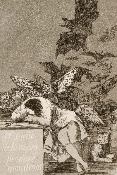Bats: The Sleep Of Reason Produces Monsters (Illustration From Los Caprichos), 1799 by Francisco Goya