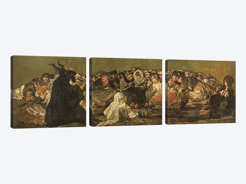 The Witches' Sabbath (The Great He-Goat), c.1821-23 by Francisco Goya 3-piece Canvas Art