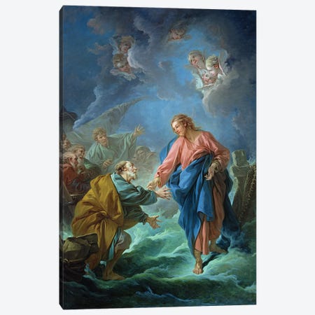 St. Peter Invited To Walk On The Water, 1766 Canvas Print #BMN11435} by Francois Boucher Canvas Artwork